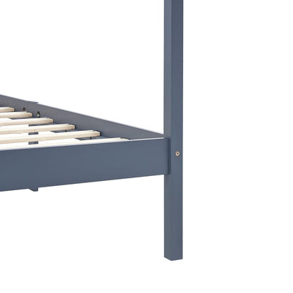 Hemelbedframe Massief Grenenhout 90 x 200 cm Grijs