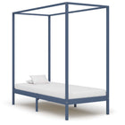 Four-poster bed frame solid pine grey 90x200 cm