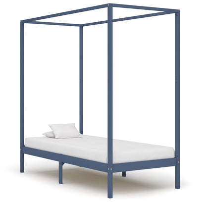 Hemelbedframe Massief Grenenhout 90 x 200 cm Grijs
