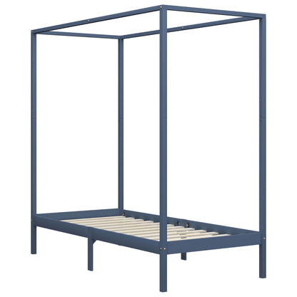 Hemelbedframe Massief Grenenhout 100 x 200 cm Grijs