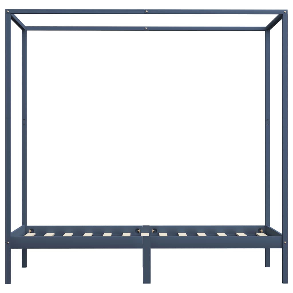 Hemelbedframe Massief Grenenhout 100 x 200 cm Grijs