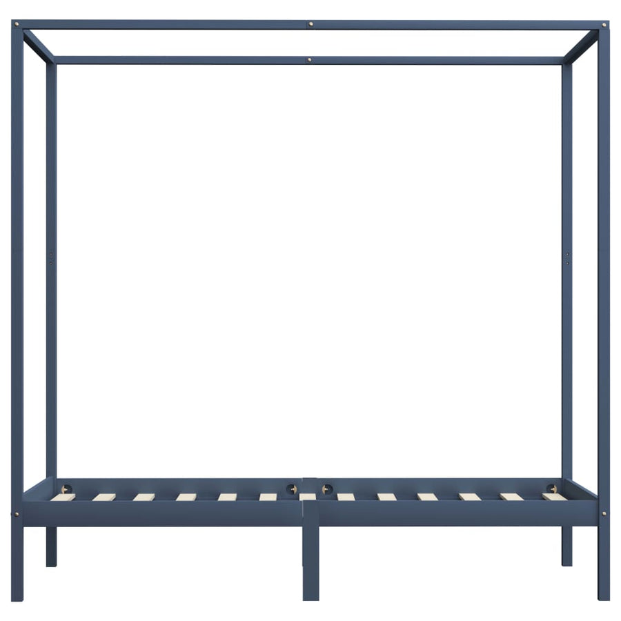 Hemelbedframe Massief Grenenhout 100 x 200 cm Grijs
