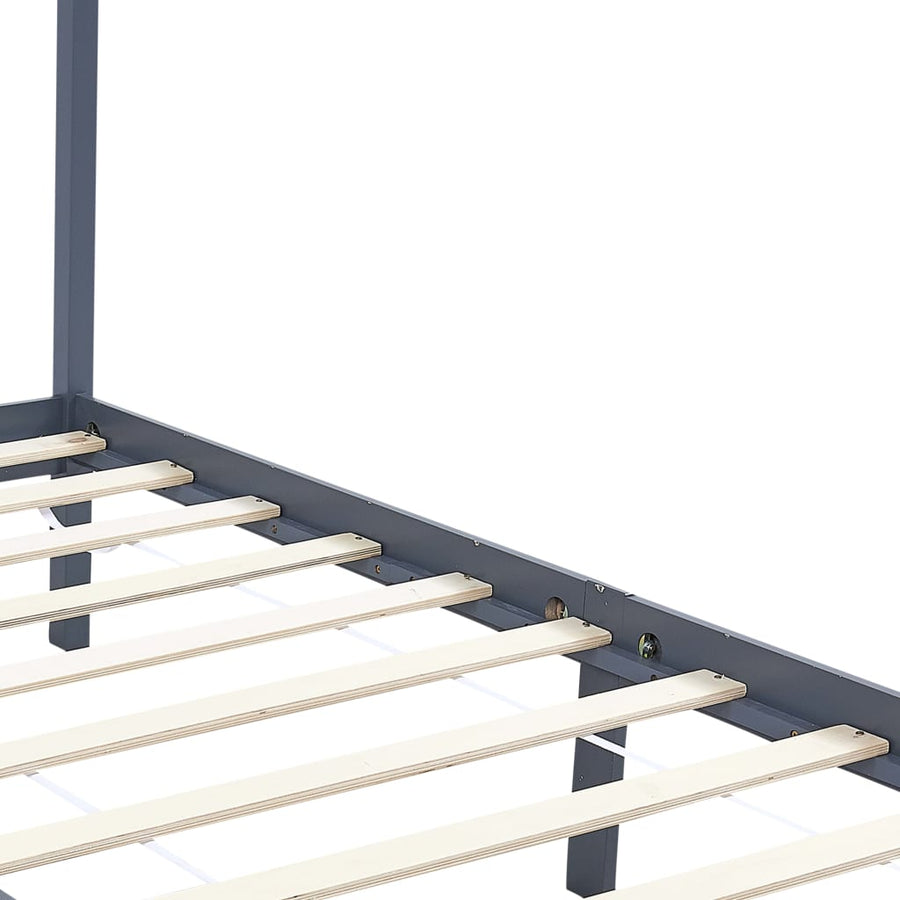 Hemelbedframe Massief Grenenhout 100 x 200 cm Grijs