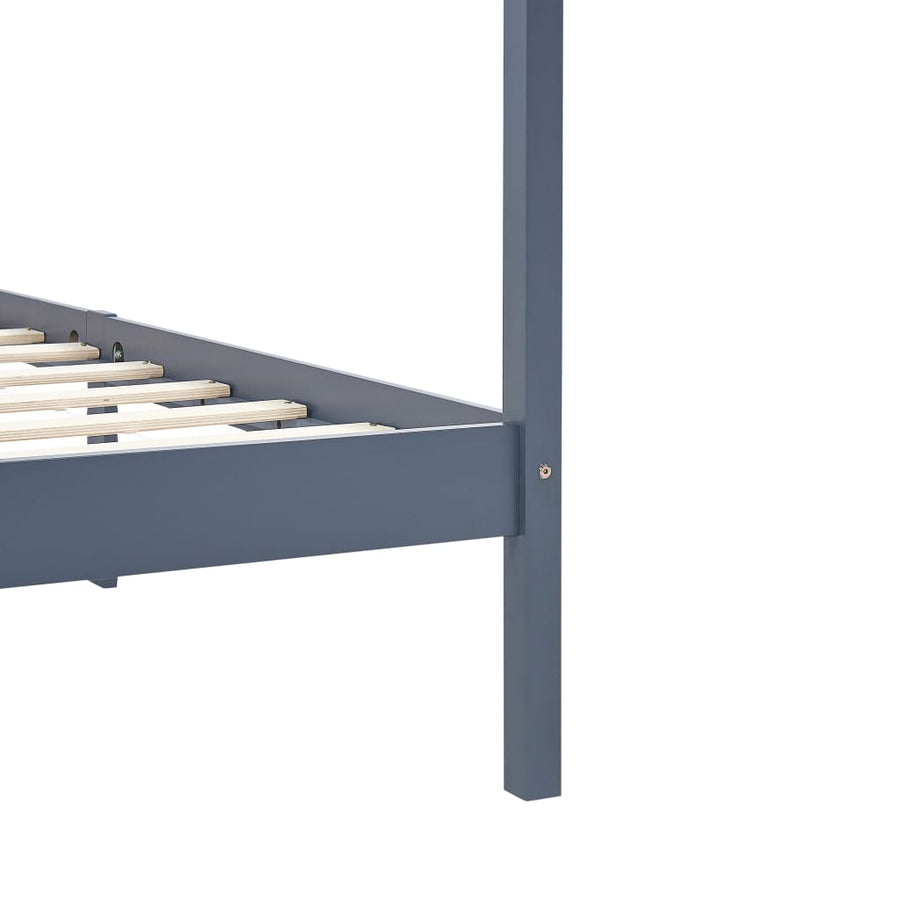 Hemelbedframe Massief Grenenhout 100 x 200 cm Grijs