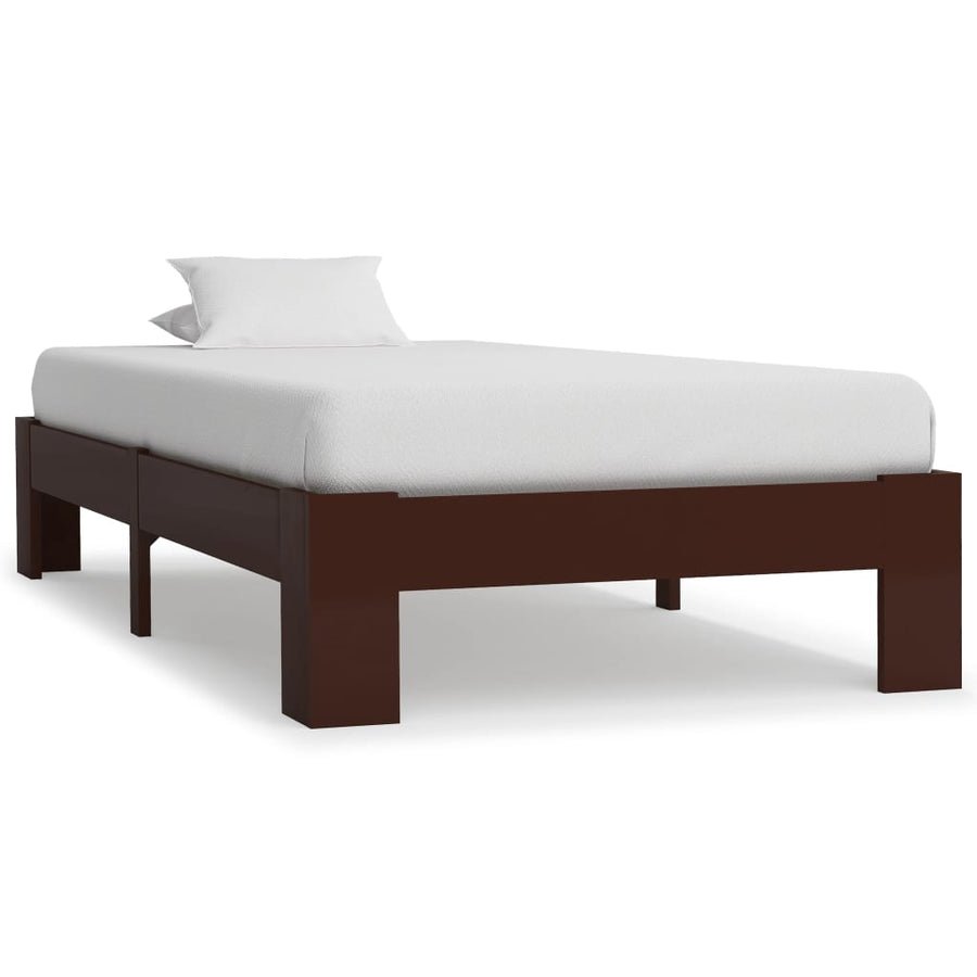 Bedframe Massief Grenenhout 90 x 200 cm Donkerbruin
