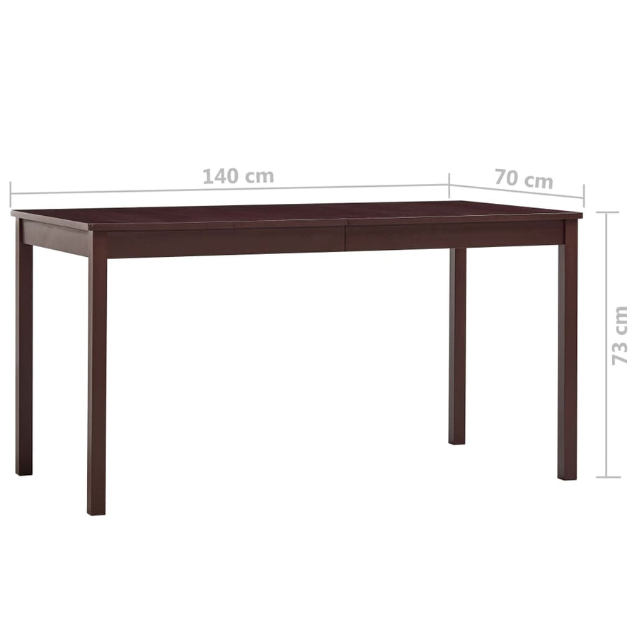 Eettafel 140x70x73 cm grenenhout donkerbruin 140 x 70 x 73 cm Donkerbruin