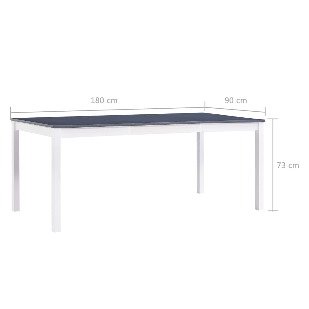 Eettafel 180x90x73 cm grenenhout wit en grijs 180 x 90 x 73 cm Wit en grijs