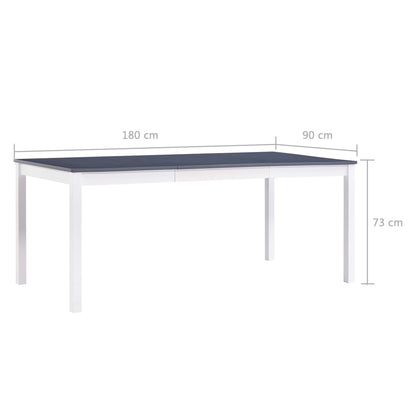 Eettafel 180x90x73 cm grenenhout wit en grijs 180 x 90 x 73 cm Wit en grijs