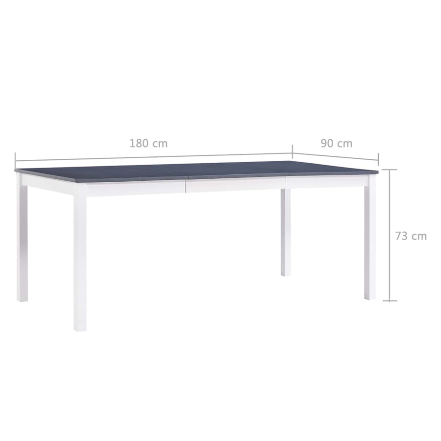 Eettafel 180x90x73 cm grenenhout wit en grijs 180 x 90 x 73 cm Wit en grijs