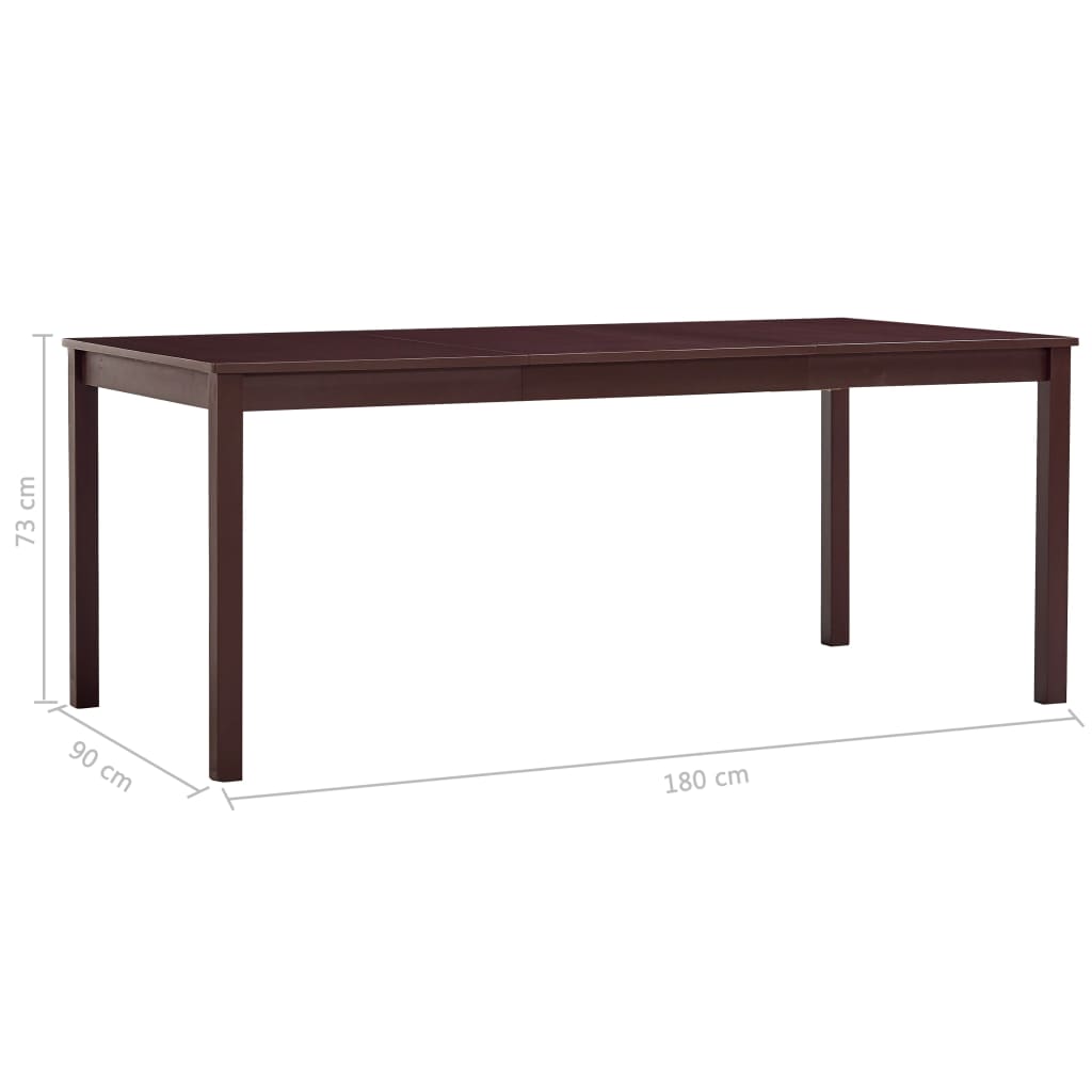 Eettafel 180x90x73 cm grenenhout donkerbruin 180 x 90 x 73 cm Donkerbruin