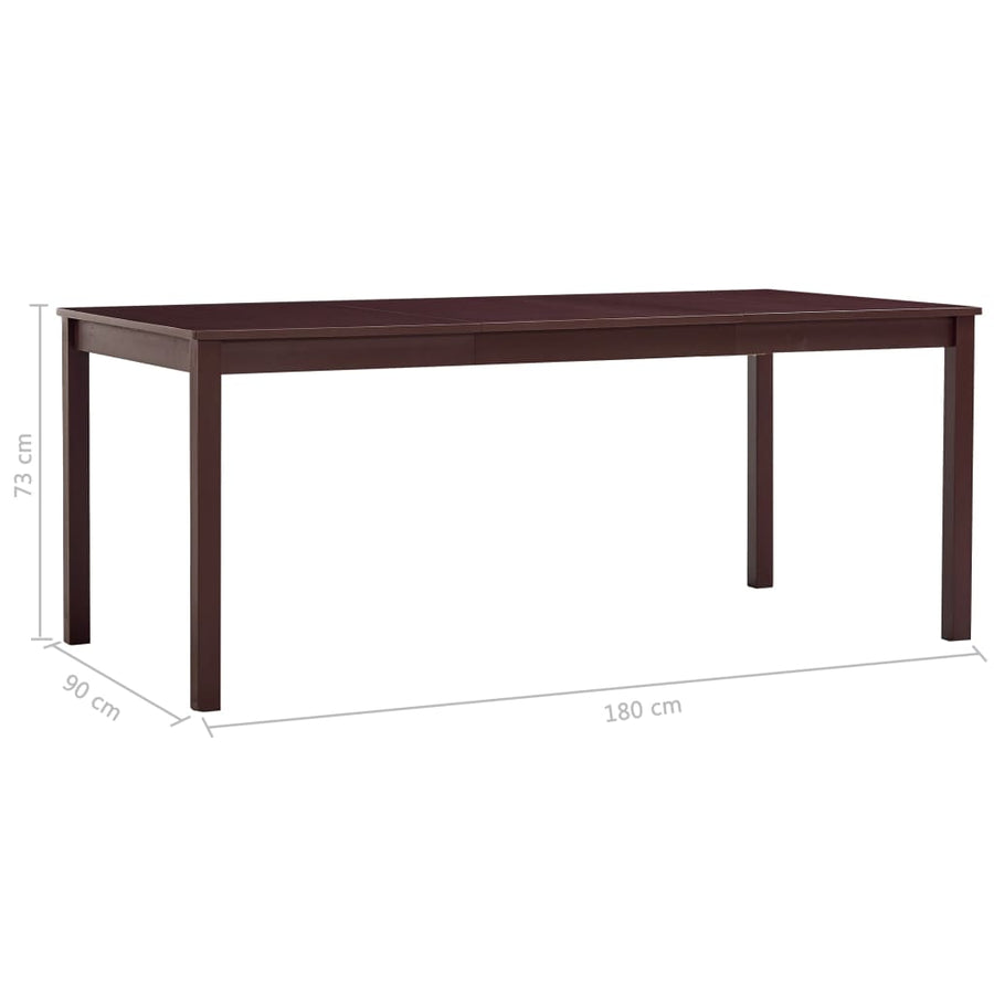 Eettafel 180x90x73 cm grenenhout donkerbruin 180 x 90 x 73 cm Donkerbruin