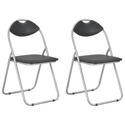 Eetkamerstoelen Inklapbaar Kunstleer 2 Zwart