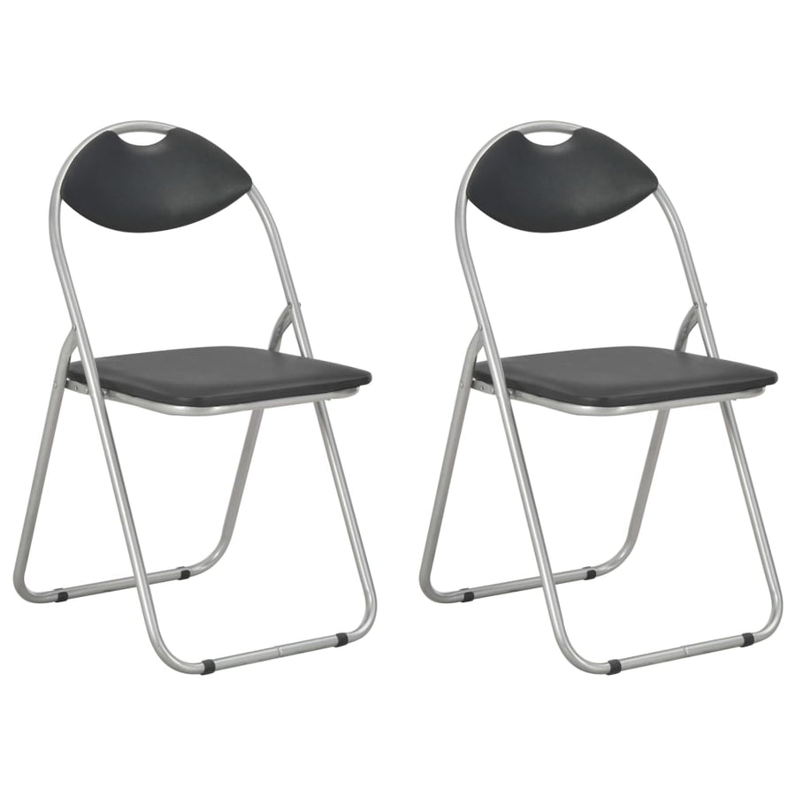 Eetkamerstoelen Inklapbaar Kunstleer 2 Zwart