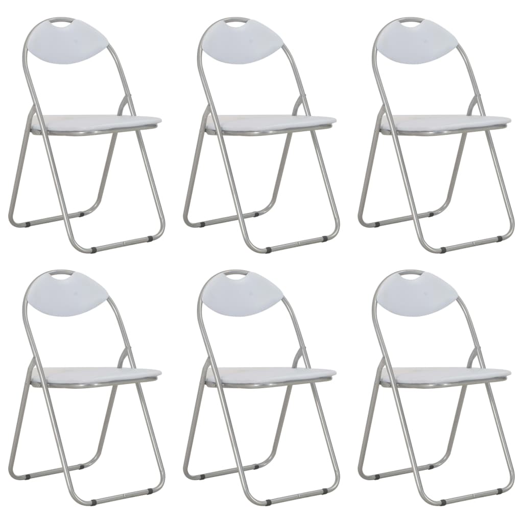 Eetkamerstoelen Inklapbaar Kunstleer 6 Wit