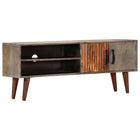 TV cabinet 130x30x46 cm solid rough mango wood grey
