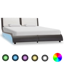 Bedframe Met Led Kunstleer Grijs En Wit 120X190 Cm