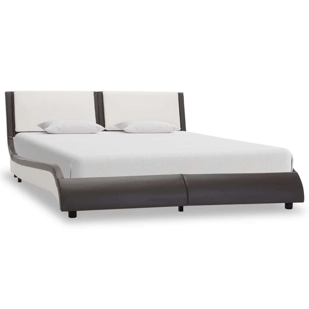 Bedframe Met Led Kunstleer Grijs En Wit 120X190 Cm