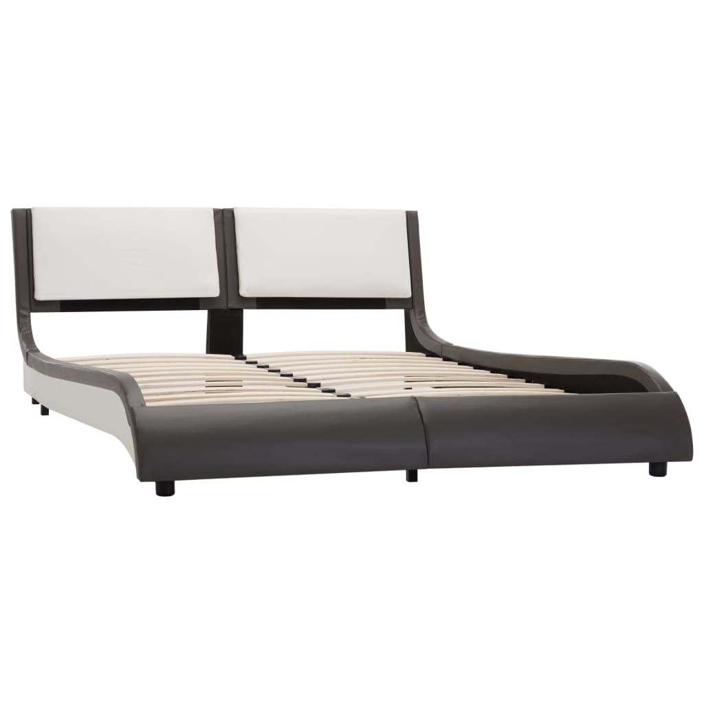 Bedframe Met Led Kunstleer Grijs En Wit 120X190 Cm