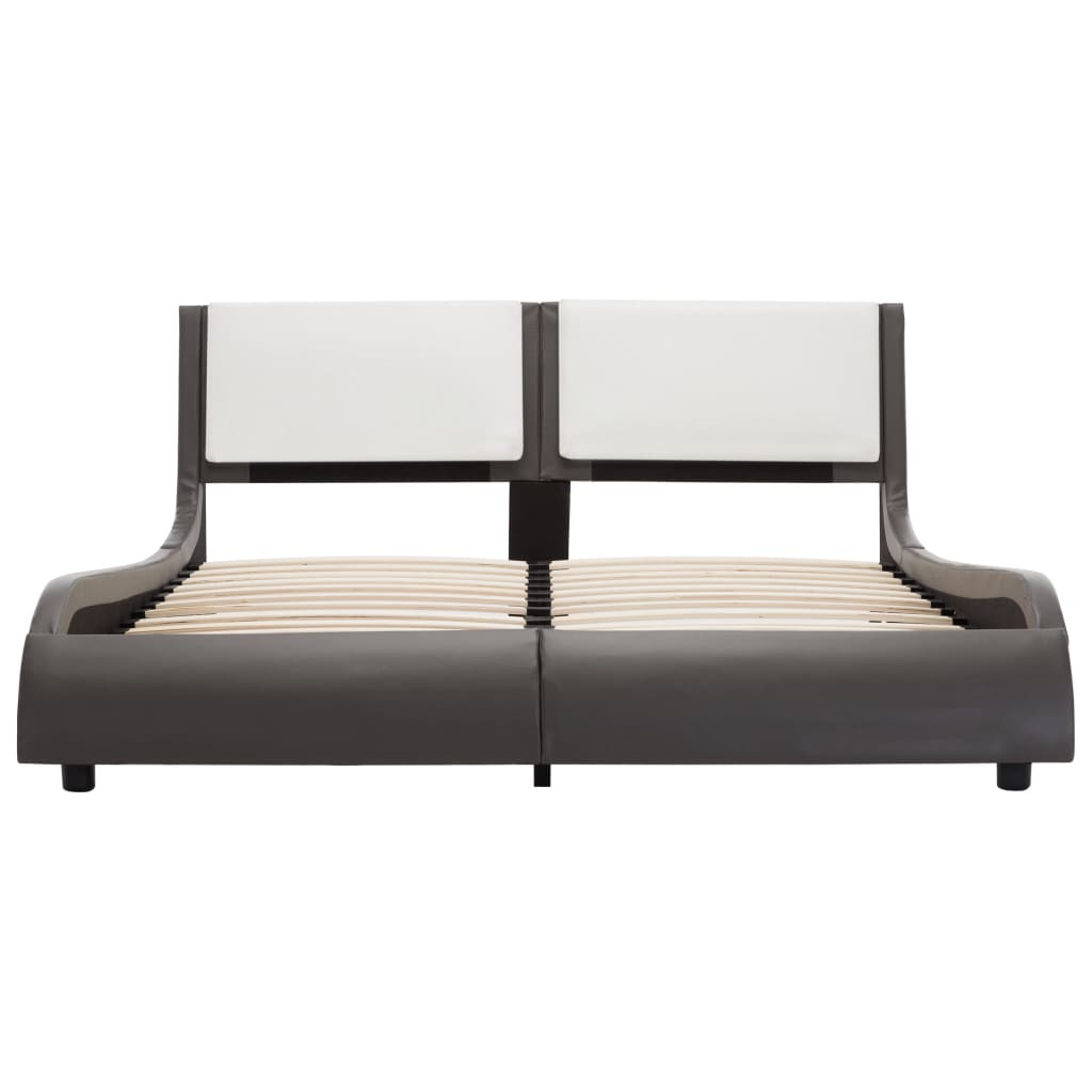 Bedframe Met Led Kunstleer Grijs En Wit 120X190 Cm