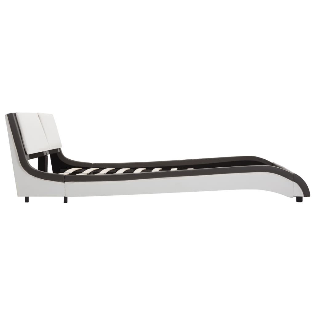 Bedframe Met Led Kunstleer Grijs En Wit 120X190 Cm