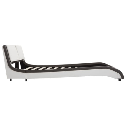 Bedframe Met Led Kunstleer Grijs En Wit 120X190 Cm