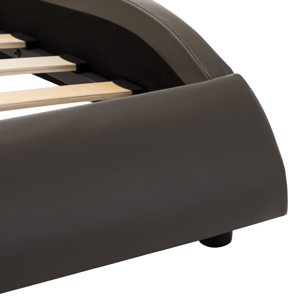 Bedframe Met Led Kunstleer Grijs En Wit 120X190 Cm