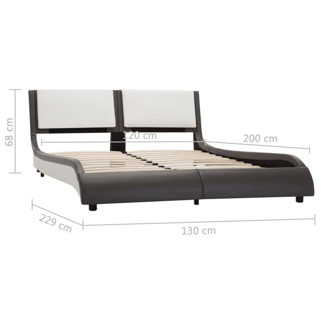 Bedframe Met Led Kunstleer Grijs En Wit 120X190 Cm