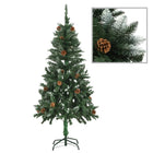 Kunstkerstboom met dennenappels en wit glitter 150 cm 150 x 89 cm Groen en wit