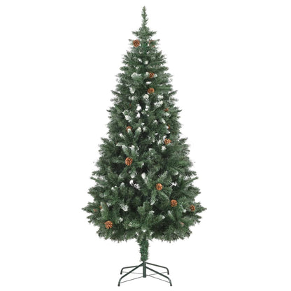Kunstkerstboom met dennenappels en wit glitter 180 cm