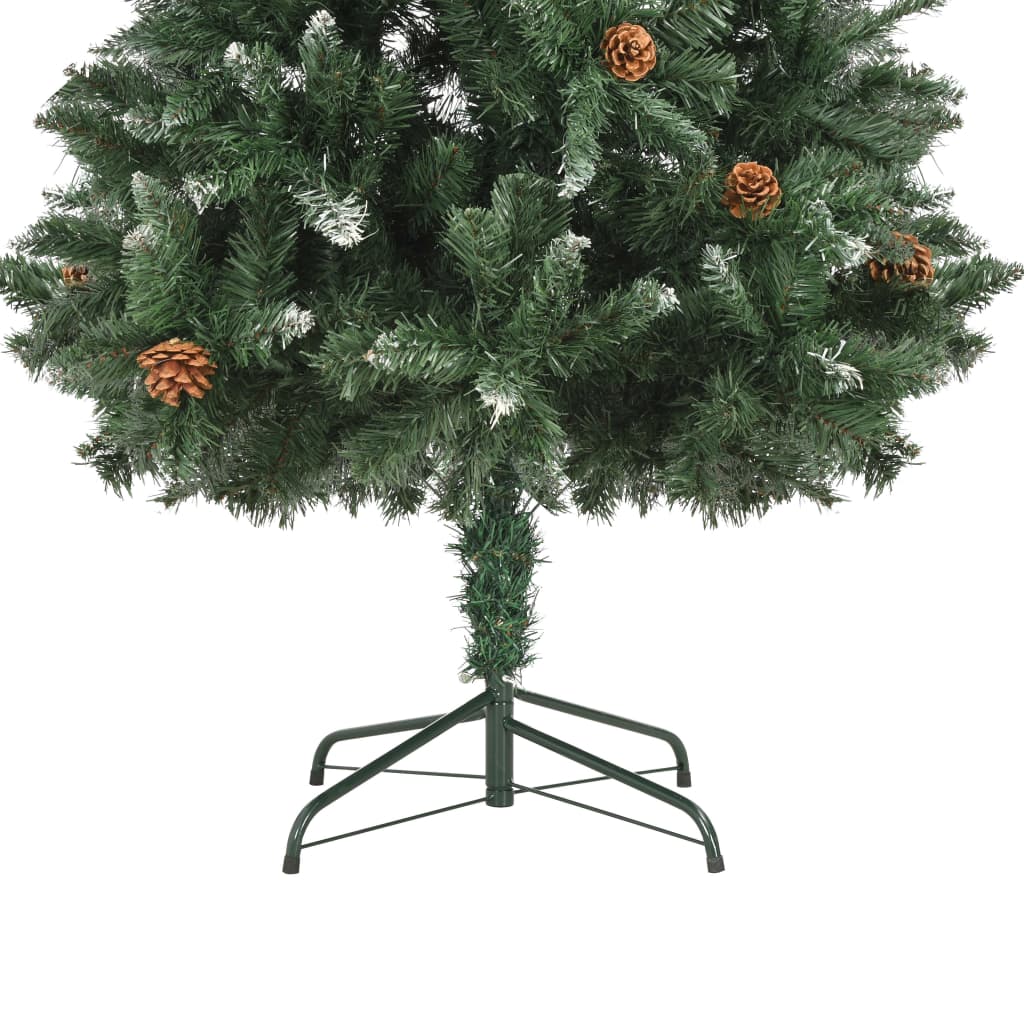 Kunstkerstboom met dennenappels en wit glitter 180 cm