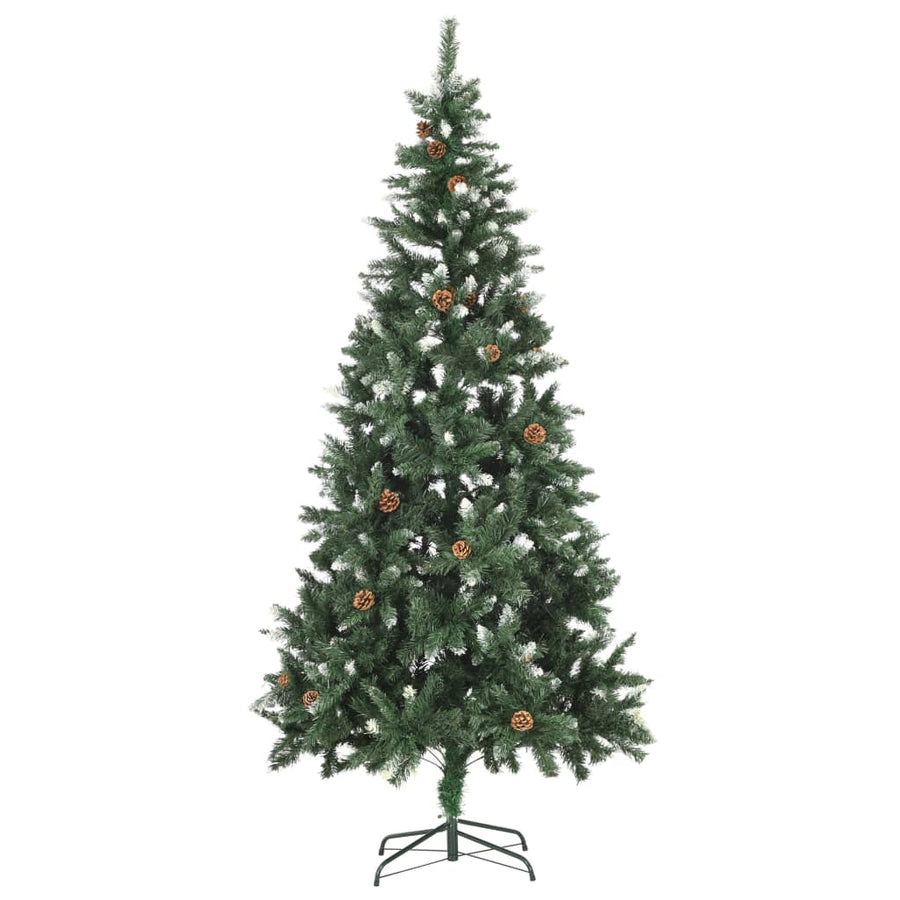 Kunstkerstboom Met Dennenappels En Glitter 210 Cm Groen En Wit 210 x 119 cm