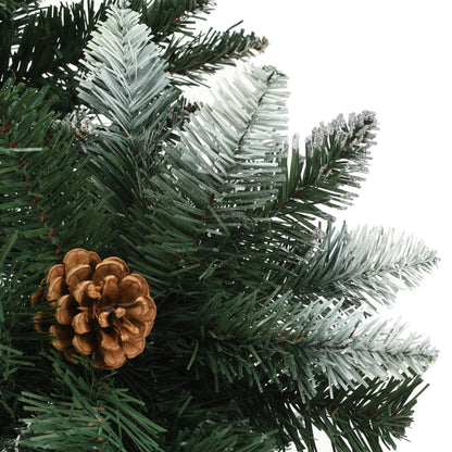 Kunstkerstboom Met Dennenappels En Glitter 210 Cm Groen En Wit 210 x 119 cm