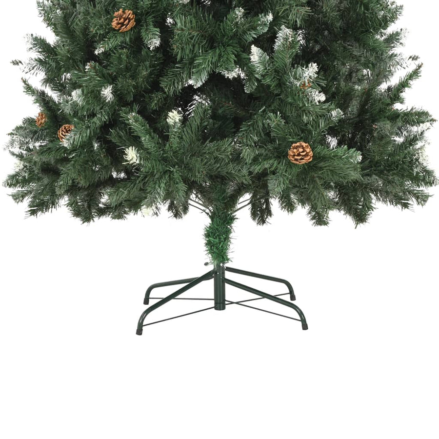 Kunstkerstboom Met Dennenappels En Glitter 210 Cm Groen En Wit 210 x 119 cm