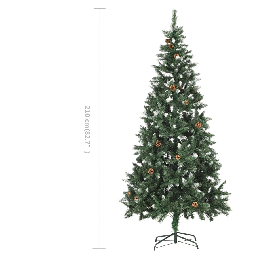 Kunstkerstboom Met Dennenappels En Glitter 210 Cm Groen En Wit 210 x 119 cm