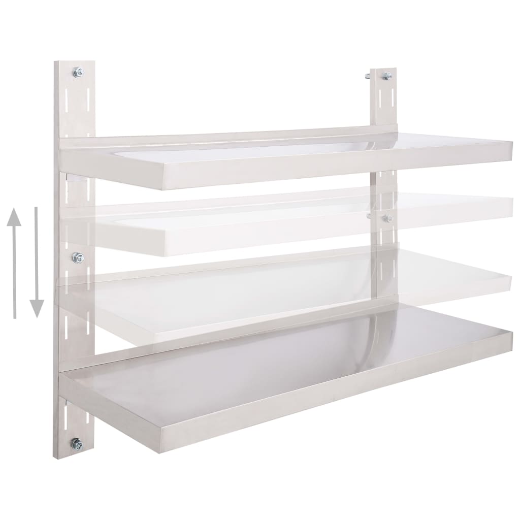 Zwevend Schap 2-Laags Roestvrij Staal 1 100 x 30 cm