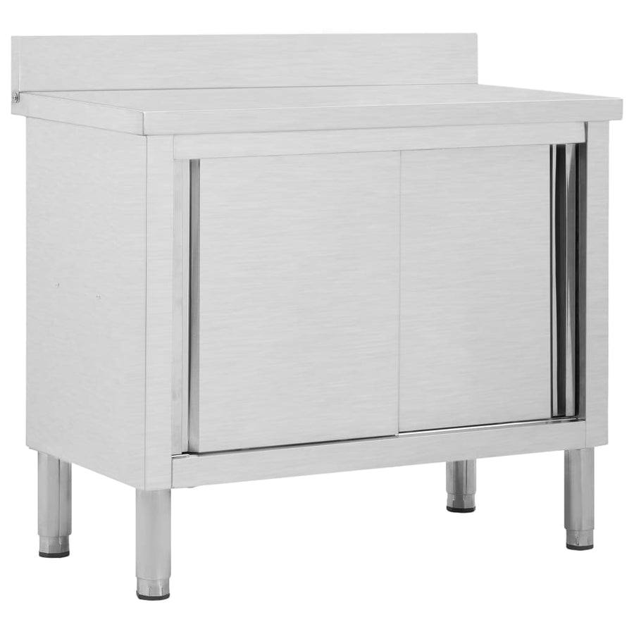 Werktafel Met Schuifdeuren Roestvrij Staal 100 x 50 x (95-97) cm