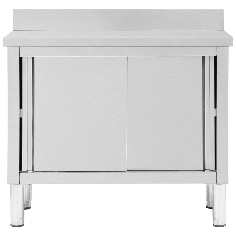 Werktafel Met Schuifdeuren Roestvrij Staal 100 x 50 x (95-97) cm