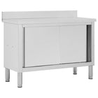 Werktafel 120x50 cm roestvrij staal met schuifdeuren