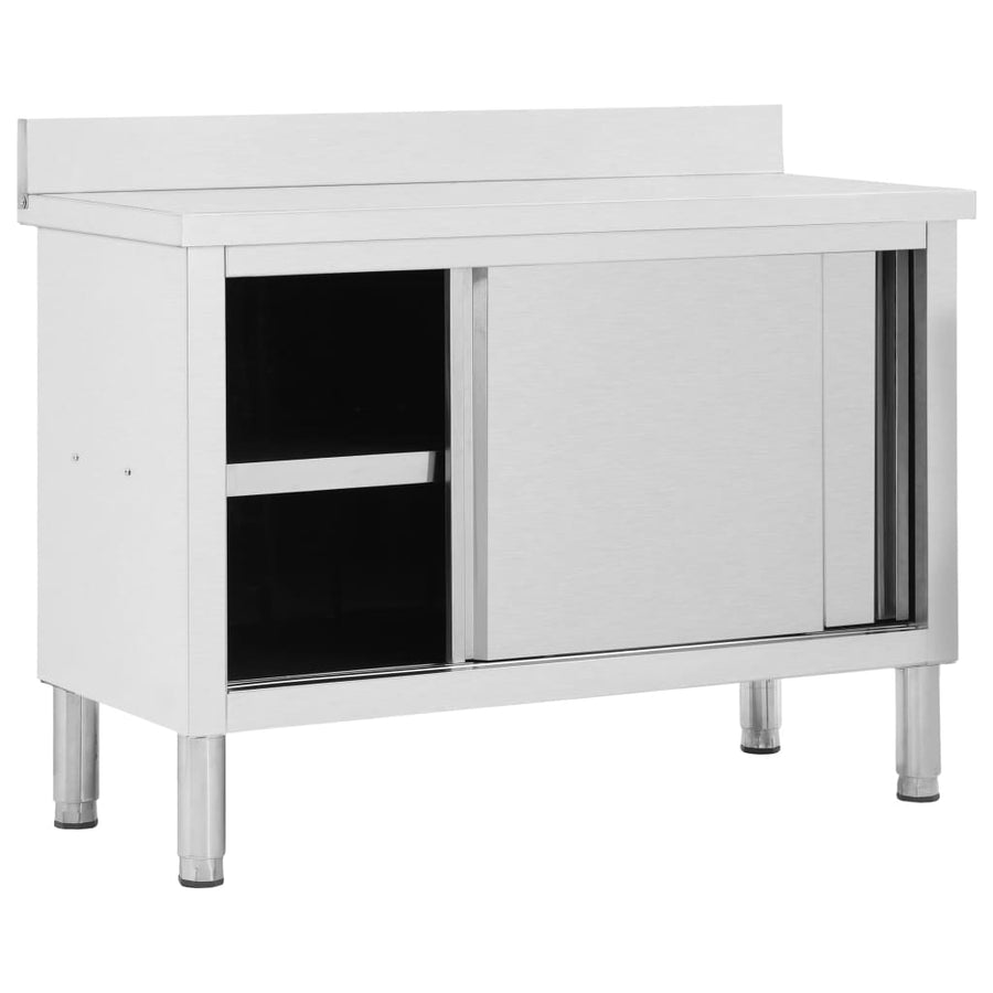 Werktafel Met Schuifdeuren Roestvrij Staal 120 x 50 x (95-97) cm