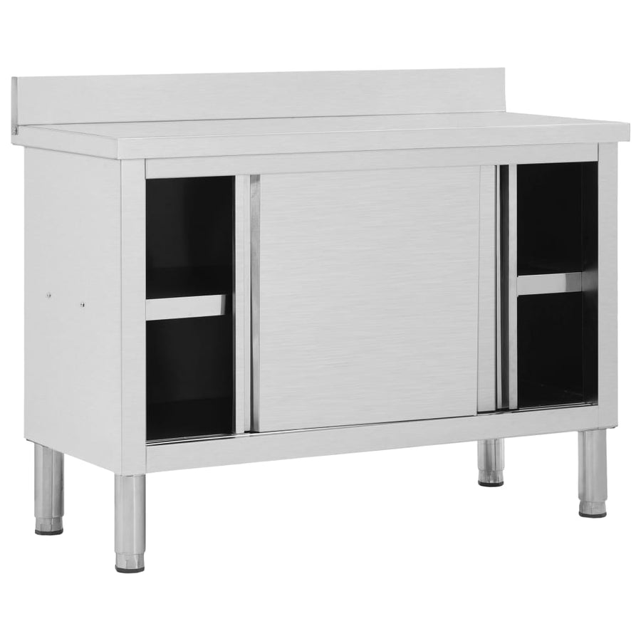 Werktafel Met Schuifdeuren Roestvrij Staal 120 x 50 x (95-97) cm