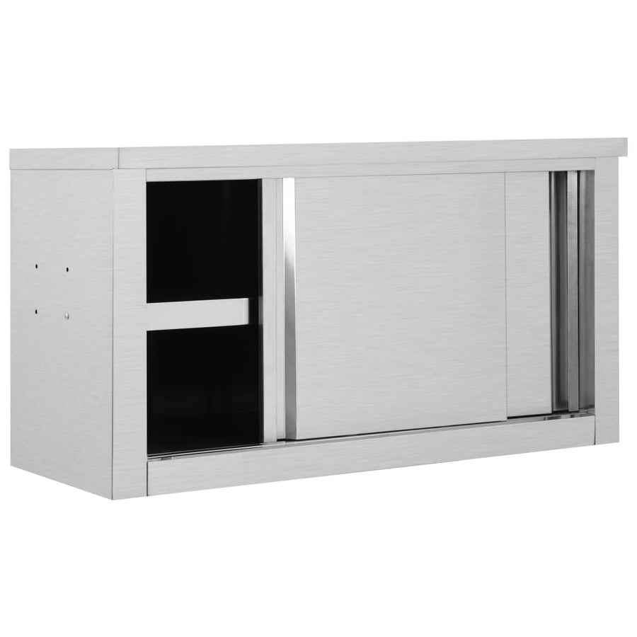 Keukenwandkast Met Schuifdeuren Roestvrij Staal 90 x 40 x 50 cm