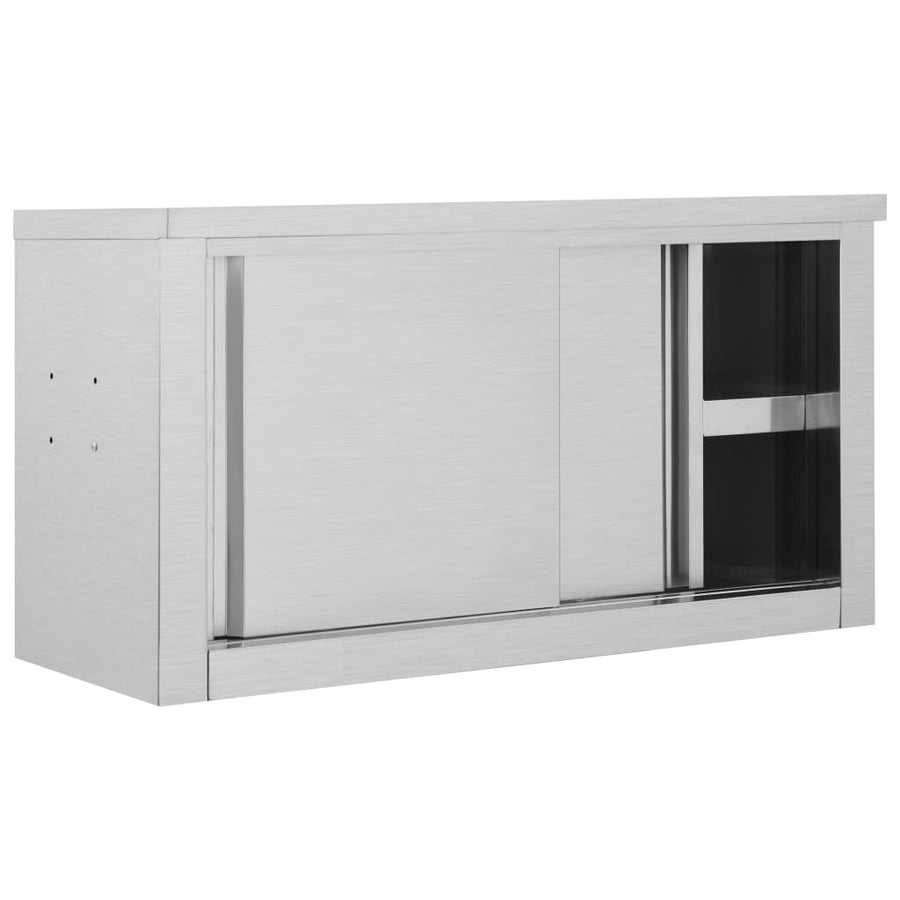 Keukenwandkast Met Schuifdeuren Roestvrij Staal 90 x 40 x 50 cm