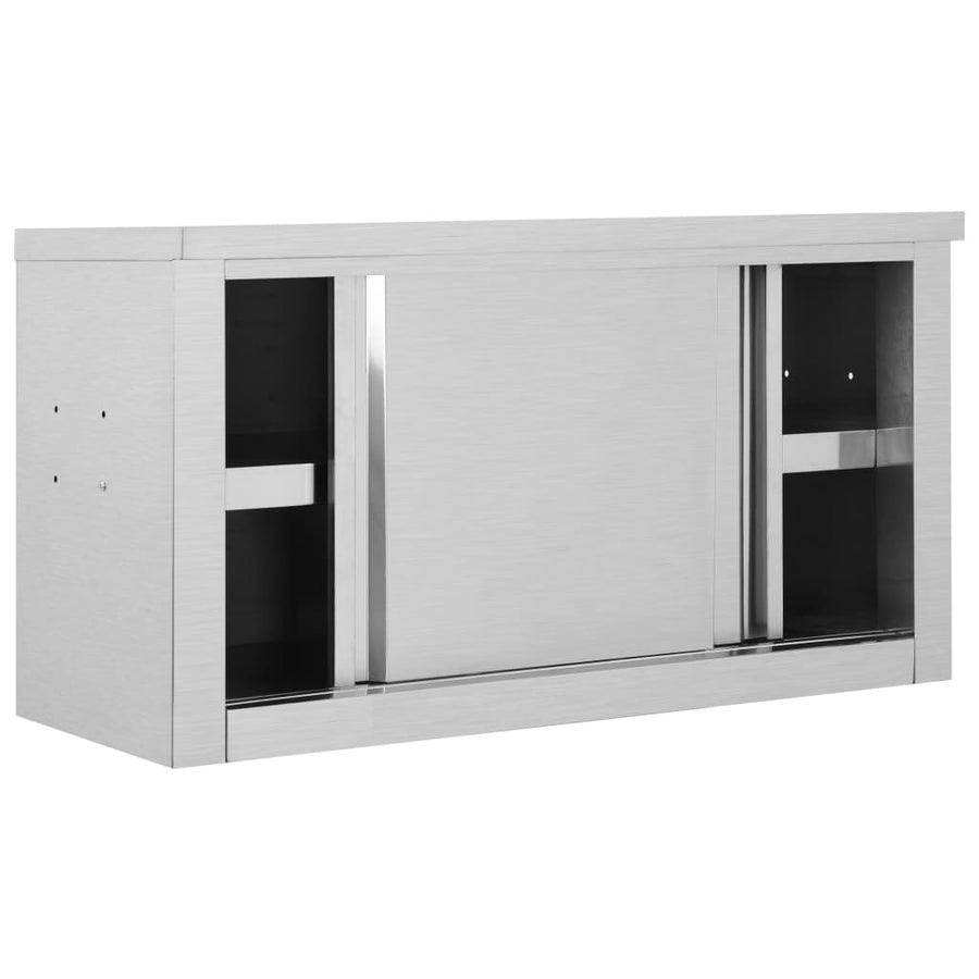 Keukenwandkast Met Schuifdeuren Roestvrij Staal 90 x 40 x 50 cm