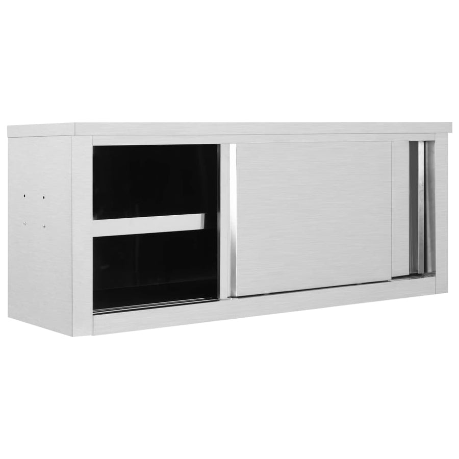Keukenwandkast Met Schuifdeuren Roestvrij Staal 120 x 40 x 50 cm