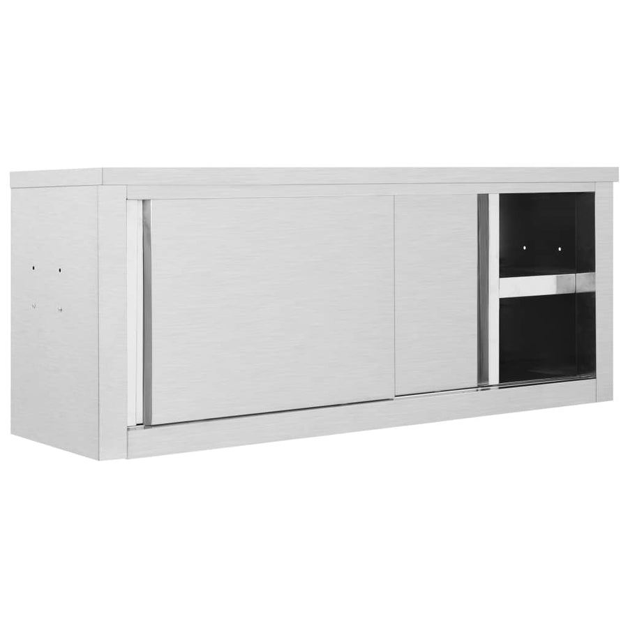 Keukenwandkast Met Schuifdeuren Roestvrij Staal 120 x 40 x 50 cm