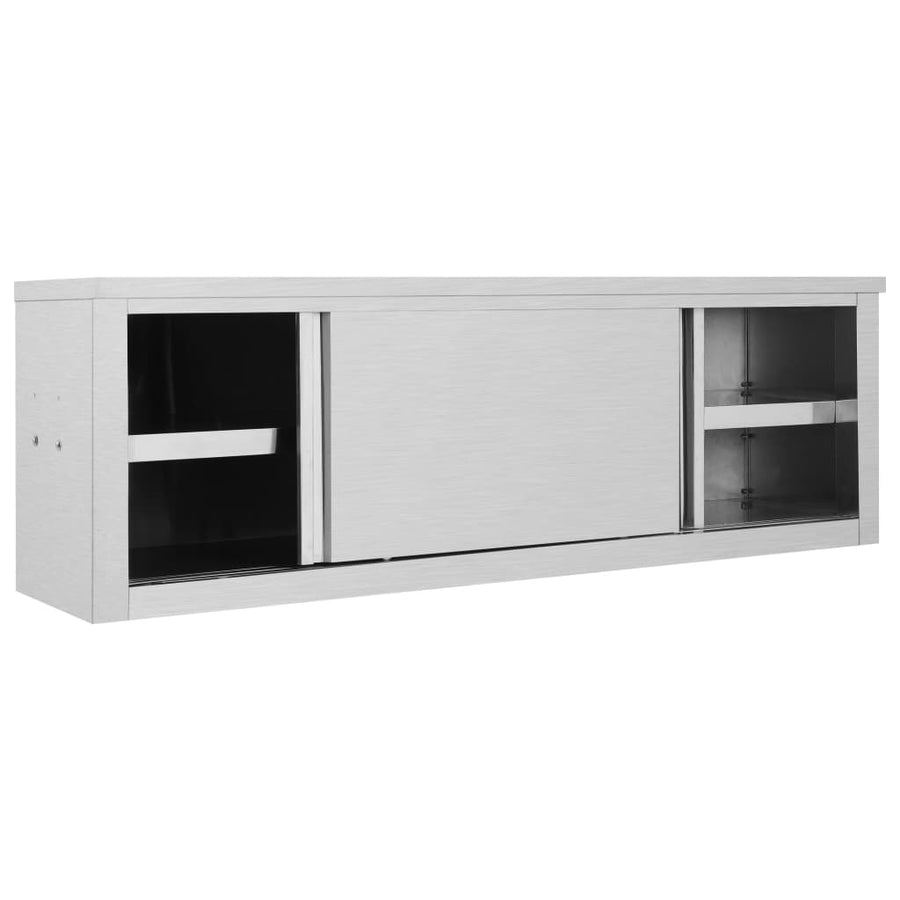 Keukenwandkast Met Schuifdeuren Roestvrij Staal 150 x 40 x 50 cm