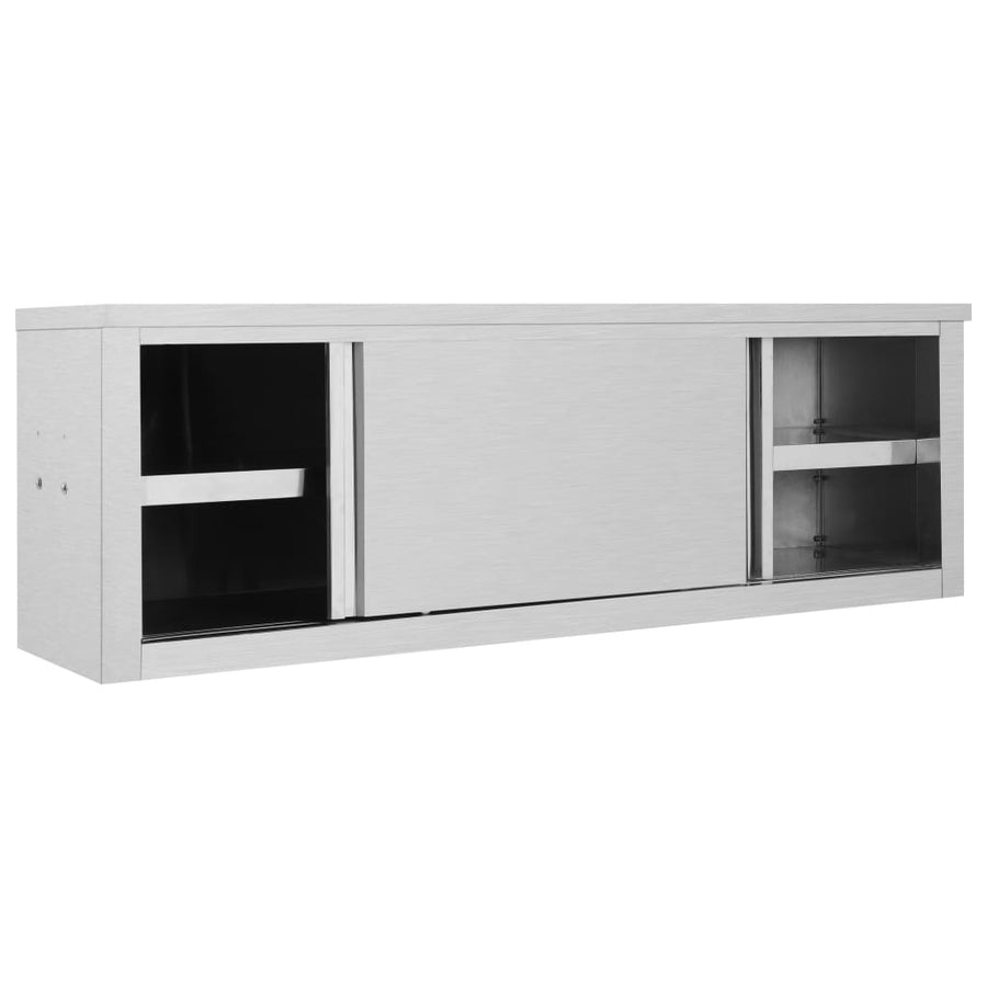 Keukenwandkast Met Schuifdeuren Roestvrij Staal 150 x 40 x 50 cm