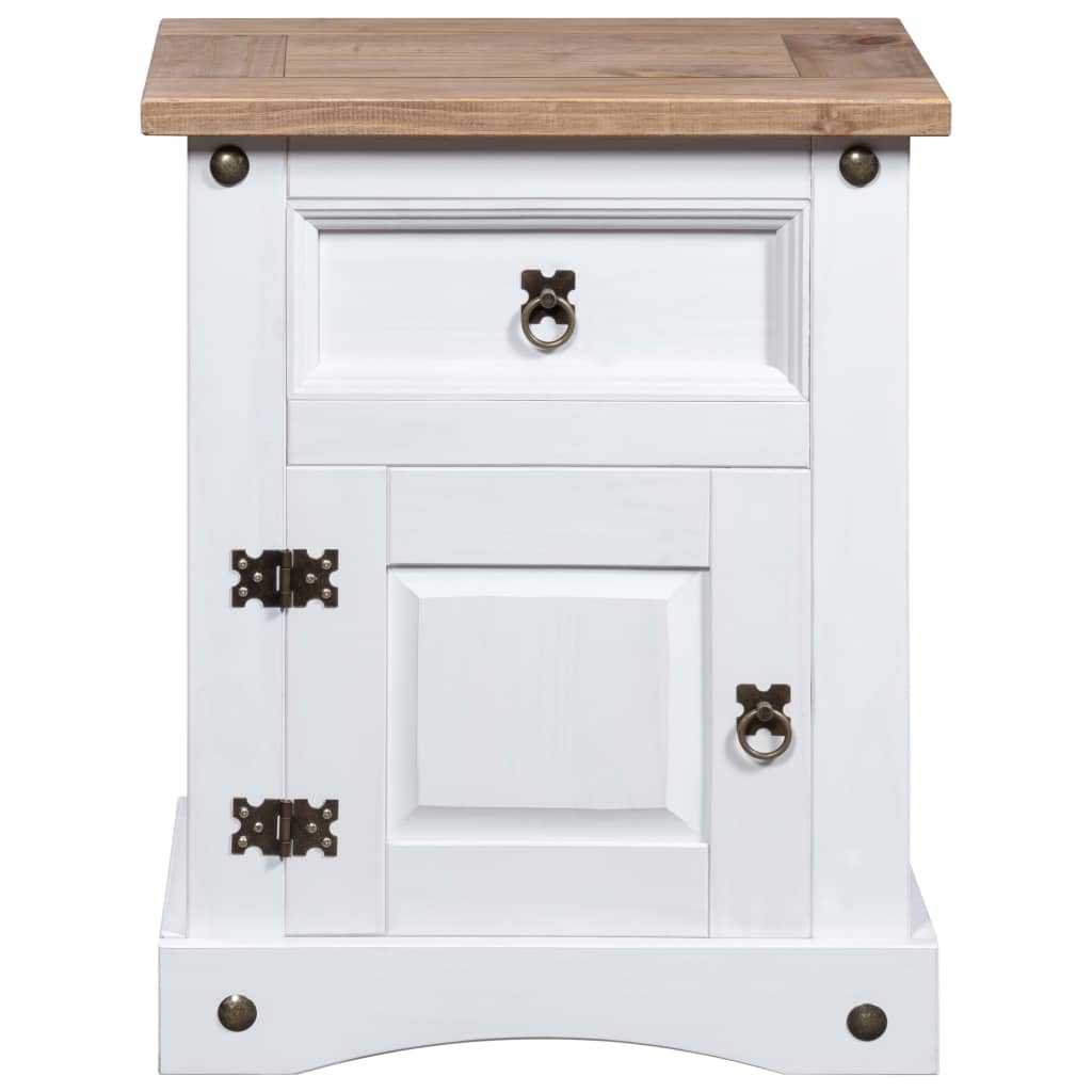 Nachtkastje 53X39X66 Cm Mexicaans Grenenhout Corona-Stijl Wit