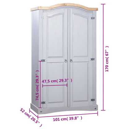 Kledingkast 2 Deuren Mexicaans Grenenhout Corona-Stijl Grijs