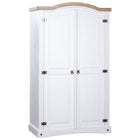 Wardrobe with 2 doors Mexican pine Corona style white